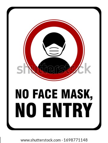No Face Mask No Entry Policy Sign. Vector Image. Stockfoto © 