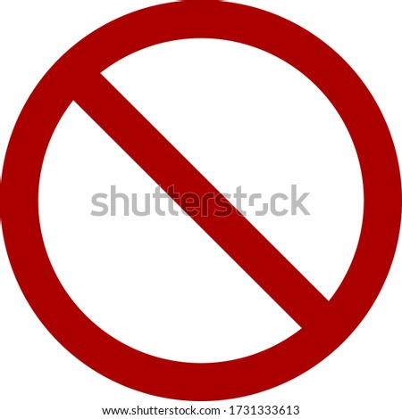 Red No Sign General Prohibition Restricted or Forbidden Circle-Backslash Icon. Vector Image.