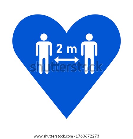 Social Distancing Keep a Safe Distance of 2 m or 2 Metres Icon in a Heart. Vector Image. Stok fotoğraf © 