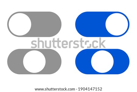 On Off Switch Button Slider Toggle Icon Set. Vector Image.