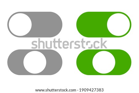 On Off Switch Button Slider Icon Set. Vector Image.