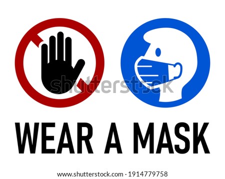 Wear a Mask Warning Sign. Vector Image.