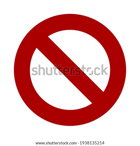 Red Round No Sign or General Prohibition Circle-Backslash Sign. Vector Image.