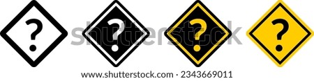 Question Mark Help or Support Icon Set with a Traffic Sign Style Diamond Shape. Vector Image.