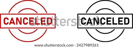 Canceled Stamp Red and Black Sign Symbol Icon Set. Vector Image.