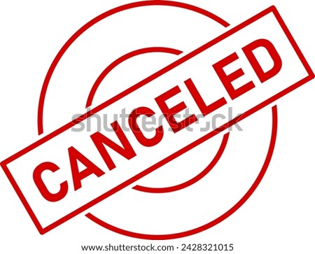 Canceled Stamp Red Sign Symbol Icon with a Rotation of 30 Degrees. Vector Image.