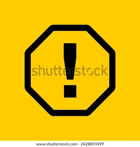 Octagonal Warning or Attention Sign with Exclamation Mark Icon. Vector Image.