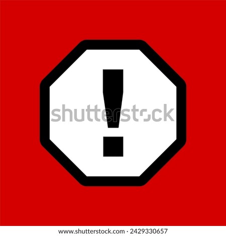 Octagonal Warning or Attention Sign with Exclamation Mark Icon. Vector Image.