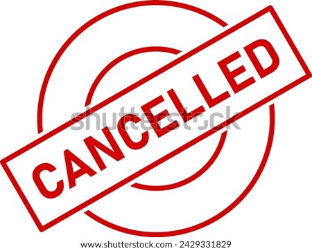 Cancelled Stamp Red Sign Symbol Icon with a Rotation of 30 Degrees. Vector Image.
