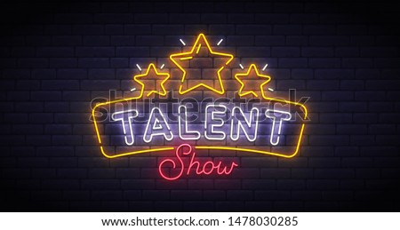 Talent Show neon sign, bright signboard, light banner. Talent Show logo neon, emblem. Vector illustration 商業照片 © 