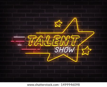Talent Show neon sign, bright signboard, light banner. Talent Show logo neon, emblem. Vector illustration