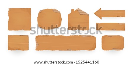 Cardboard sign. Cardboard pieces template. Isolated vector illustration