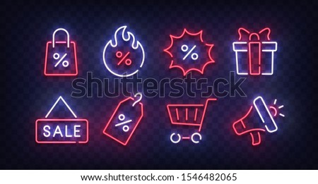 Black Friday icon set isolated. Sales line icons. Outline icon collection. Bright signboard. Vector illustration