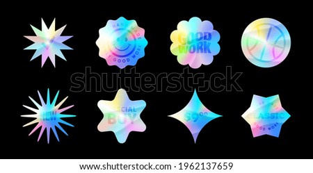 Color stickers mockup. Blank labels of different shapes, circle wrinkled paper emblems. Stickers or patches for preview tags, labels. Vector illustration