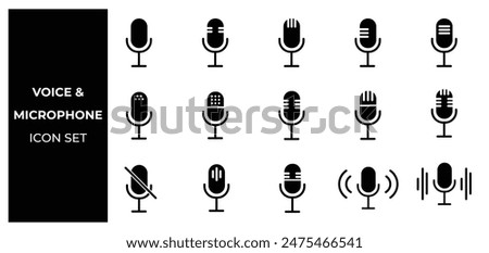 Set of microphone icons. microphone logo design podcast with microphone logo.