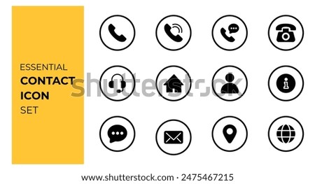 Universal contact icons set. Flat vector illustration