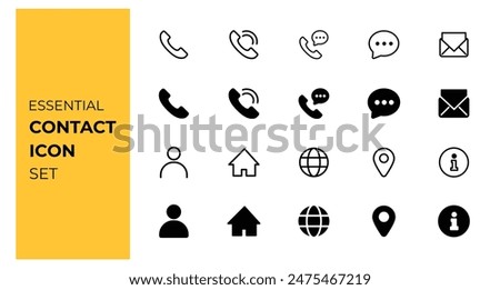 Universal contact icons set. Flat vector illustration