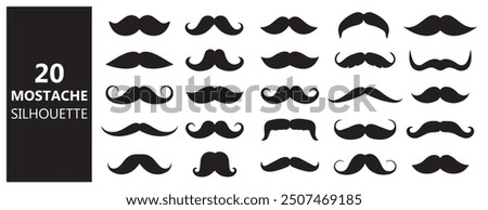 Moustache silhouette cartoon vector set 