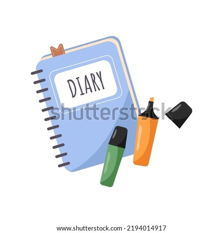 Diary icon high lighter bookmark paper 