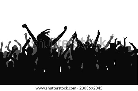 Cheering crowd at a concert. People raising hand at the concert