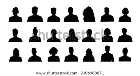 Male and female avatar profile sign, different people avatars, face silhouette. Human Face Side Silhouette stock illustration