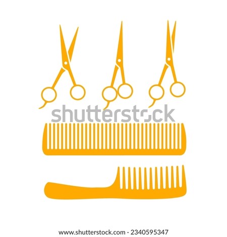 Hair salon with scissors and comb