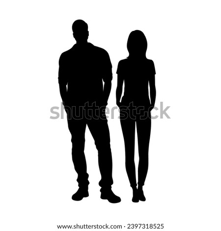 Man and woman silhouette, couple standing silhouette	