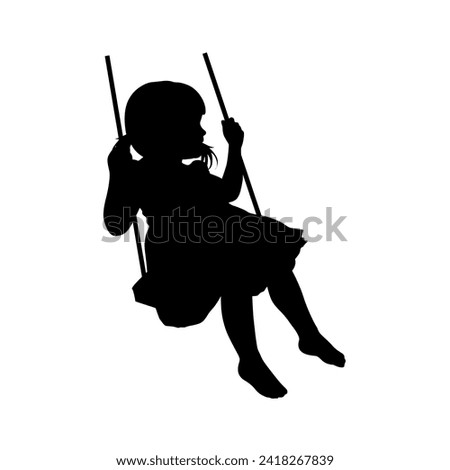 Similar – Image, Stock Photo little girl on swing between two tree trunks