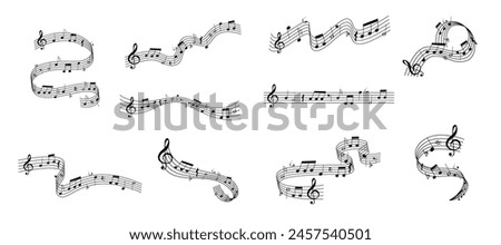 Music note sheet icon staff vector, melody music note key sheet, vector sheet music, musical notes melody