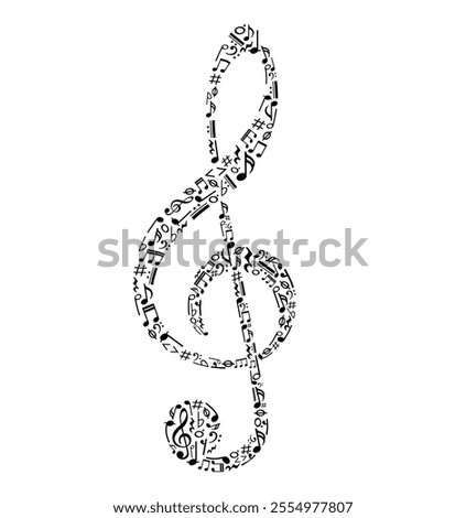 Music notes icon, musical key signs, treble clef