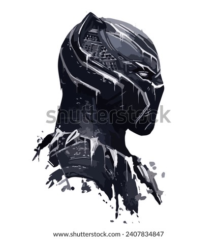 Black panther design logo sign icon art mask style face head flash war fight design t shirt sticker famous cartoon poster fighter armour pose figure super hero isolated side view