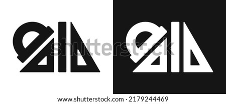 Set of rulers icon for web. Simple ruler set sign web icon silhouette with invert color. Protractor, set square, triangle ruler and straight ruler solid black icon vector design. Measurement tool icon