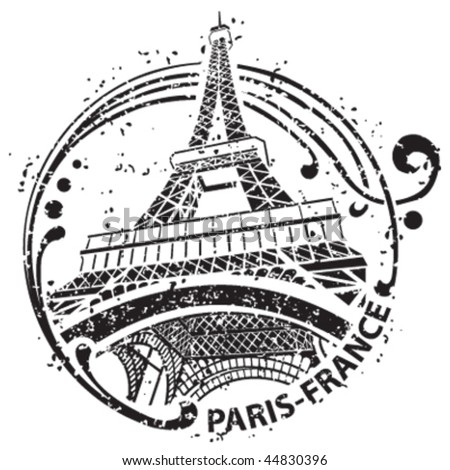 Stamp Paris-France Stock Vector Illustration 44830396 : Shutterstock