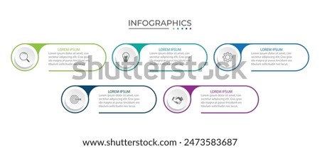 Vector Infographic label design template with icons and 5 options or steps.