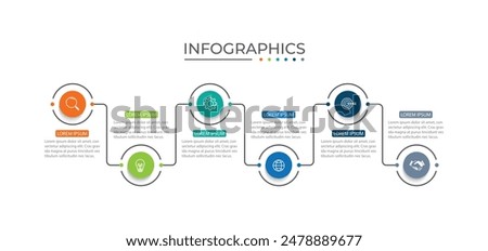 6 step process infographic template vector element