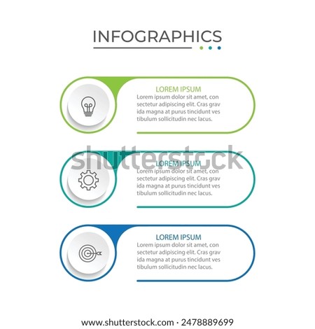 Modern infographic template. Creative circle element design with marketing icons. Business concept with 3 options