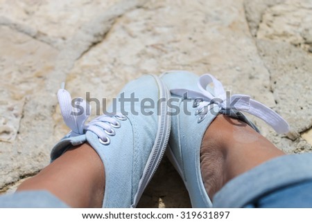 Body part - legs and sand shoes