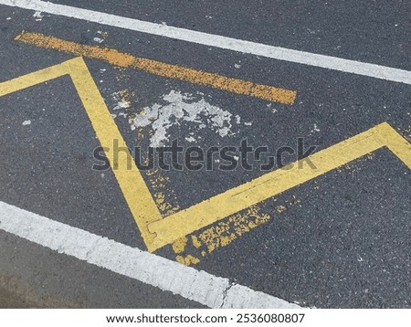 Similar – Image, Stock Photo Road marking zigzag stripes with shadow of a lantern in background