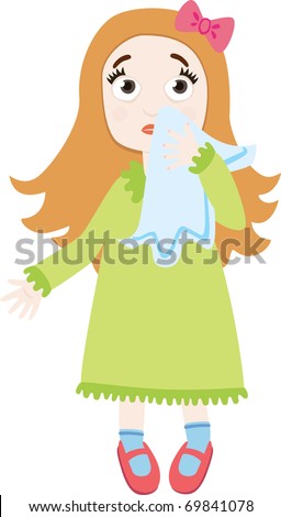 Girl With A Handkerchief Stock Vector Illustration 69841078 : Shutterstock