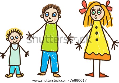 Kid'S Drawing. Children'S Day. Stock Vector Illustration 76880017 ...