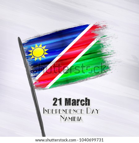 Vector illustration of Happy Namibia Independence day 21 March. Old grunge flag isolated on gray background.