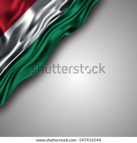 hungarian waving silky flag isolated on gray background, can be used in many topic like hungaria national day,  independence day and any national and international events