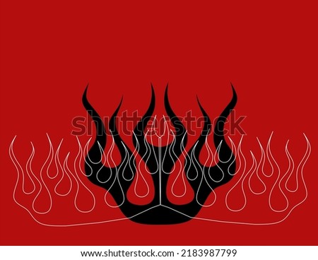 Flame fire pinstripe old school hotrod background template for promotional use vynil stickers poster vintage clothing fashion 