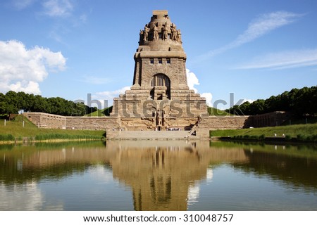 Leipzig, Germany - May 21, 2014: Outside view of the Battle of Nations Monument. It is a monument in Leipzig, Germany to the 1813 Battle of Leipzig, completed in 1913 for the 100th anniversary.