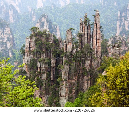 Zhangjiajie National Forest Park in the Wulingyuan Scenic Area, Hunan Province, China.