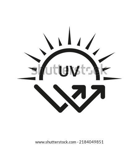 Ultraviolet Rays Silhouette Black Icon. SPF Sun Ray Resistant Sunblock. Sun UV Arrow Protect Radiation Glyph Pictogram. Sunblock Protection Defense Skin Care Icon. Isolated Vector Illustration.