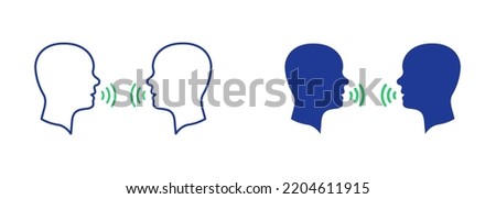 Two Man Talk Silhouette and Line Icon. People Face Head in Profile Speak Pictogram. Person Conversation Speech Icon. Communication Discussion. Editable Stroke. Isolated Vector Illustration.