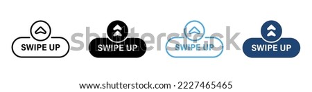 Slide Drag Button Line and Silhouette Color Icon Set. Swipe Up Button Arrow Creative Symbol Collection on White Background. Action Scroll Button Design Pictogram. Isolated Vector Illustration.