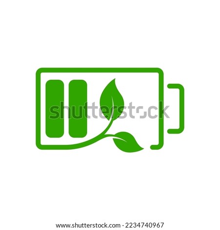 Ecological Rechargeable Accumulator with Leaf Glyph Pictogram. Eco Green Energy Sign. Renewable Battery Silhouette Icon. Efficiency Recycle Electric Power Symbol. Isolated Vector Illustration.