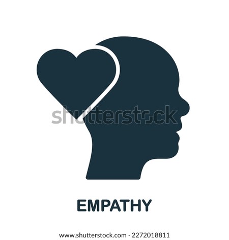 Empathy, Passion, Sympathy Feeling Silhouette Icon. Heart Shape and Human Head Glyph Pictogram. Kindness and Inspiration Solid Sign. Intellectual Process Symbol. Isolated Vector Illustration.